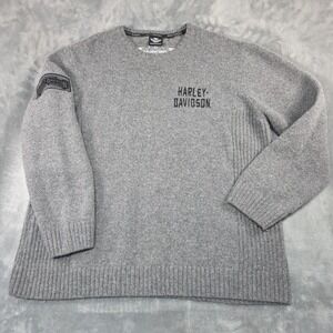 Harley Davidson Wool Blend Sweater Embroidered Front Back Sleeve Men's Size L...